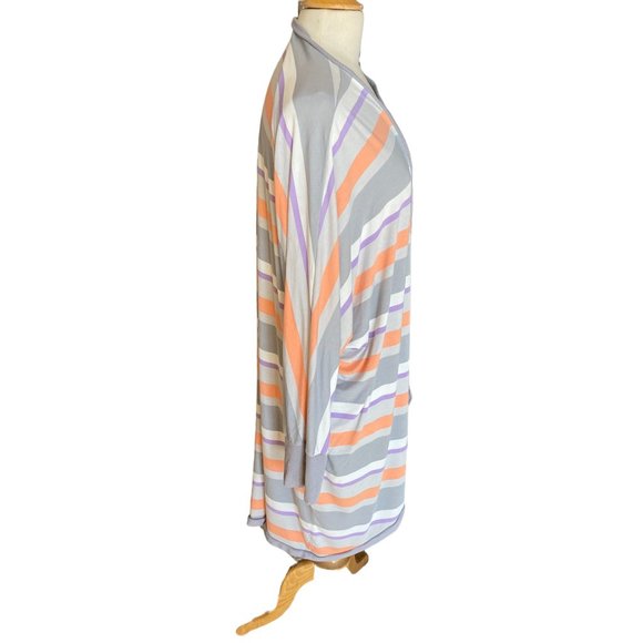 Torrid Super Soft Knit Pastel Multi-Striped Longline Open Cardigan Rayon Sz 3X - Picture 7 of 14